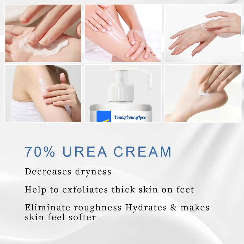 10.1 Oz - Urea Cream 70% plus Salicylic Acid 2% for Dry Cracked Feet, Heels, Knees, Elbows and Hands, Moisturizes, Softens and Removes Calluses Dead Skin Dark Blue 10.1 Ounce (Pack of 1)