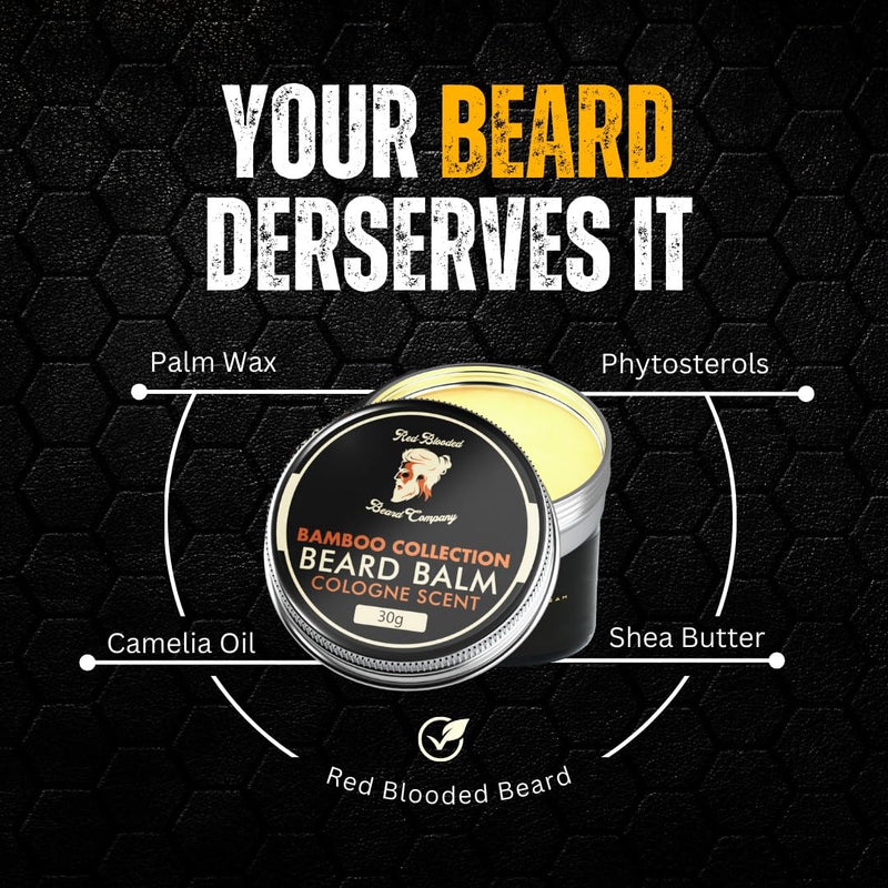 [Australia] - Red-Blooded Cologne scented beard balm for men - nourishes, shapes and moisturizes all lengths of facial hair, helps your beard, natural and vegan 