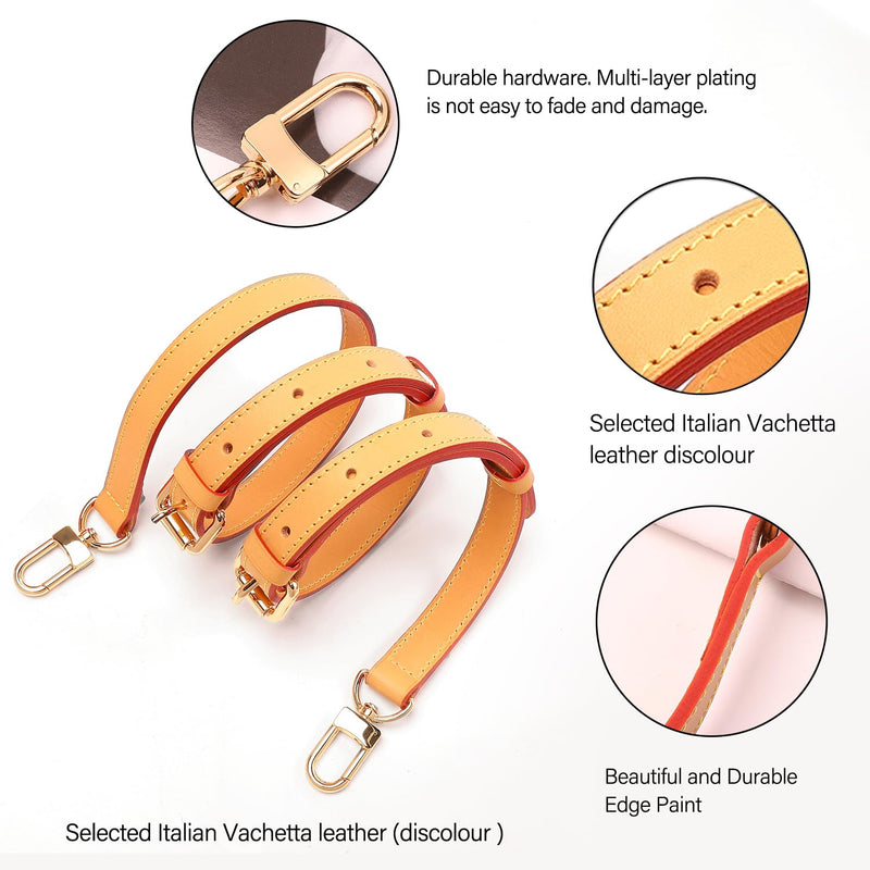 Vachetta Leather Replacement Strap, Universal Fit Bag Strap for Neverfull Speedy Graceful Boulogne, 49 x 9 inches, Gold Hardware(Honey, Width0.7in&Length:46.8in) Honey