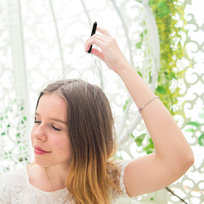 [Australia] - USAGA Head Massager Scalp Massager 20 Fingers Head Scratcher for Scalp Body Relaxing (Black & Black) 