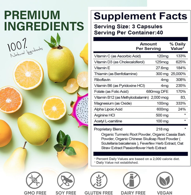 [Australia] - Nerve Savior for Neuropathy, Advanced Neuropathy Supplements 120 Capsules, Alpha Lipoic Acid & Benfotiamine, Nerve Support with 600mg Nerve Savior for Neuropathy 