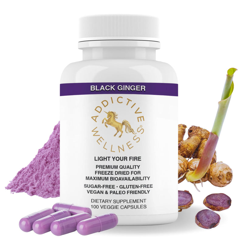 [Australia] - Addictive Wellness Thai Black Ginger for Men, Thai Black Ginger Supplement to Support Energy Metabolism, Endurance & Performance, Freeze Dried Black Ginger Capsules 450mg, Vegan & Paleo, 100 Count 100 Count (Pack of 1) 