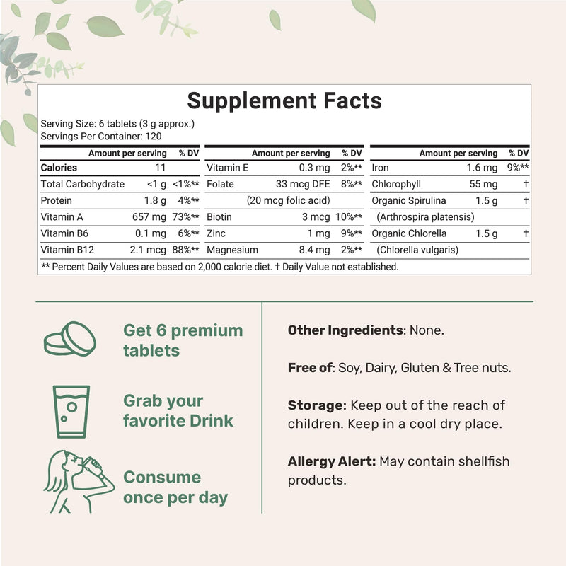 Micro Ingredients Organic Chlorella Spirulina 3000mg Tablets & Vitamin D3 5000iu + K2 100mcg Bundle 2 Pack | Cracked Cell Wall, Rich in Vegan Protein & Chlorophyll | Essential Sunshine Vitamins