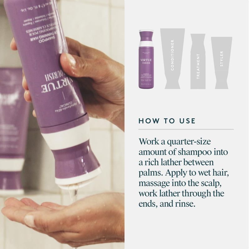 VIRTUE Flourish Sulfate Free Shampoo for Thinning Hair, Volumizing Hair Growth Product, Detoxifies and Repairs, Color Safe 8 Fl Oz (Pack of 1)