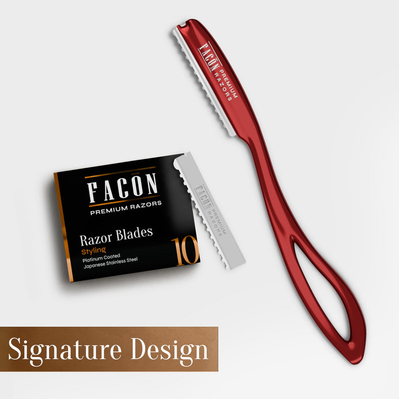 [Australia] - Facón Hair Razors for Cutting Hair - Professional Hair Styling Razor Kit with 11 Replacement Blades, Stainless Steel Hair Cutting Tool for Salon & Home, Premium Hair Thinning Texturizing Faether Razor The Whiz 