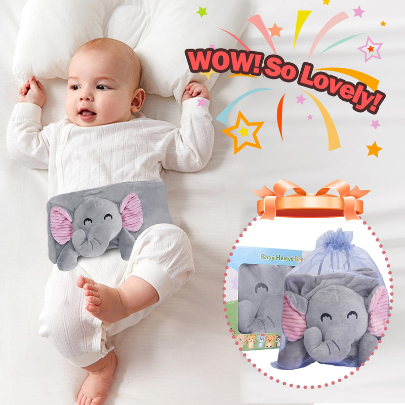 Colic Relief for Newborns, Baby Colic and Gas Relief, Baby Heated Tummy Wrap, Baby Heating Pad for Belly, Natural Relief for Upset Stomach in Babies and Toddlers (New Elephant) New Elephant