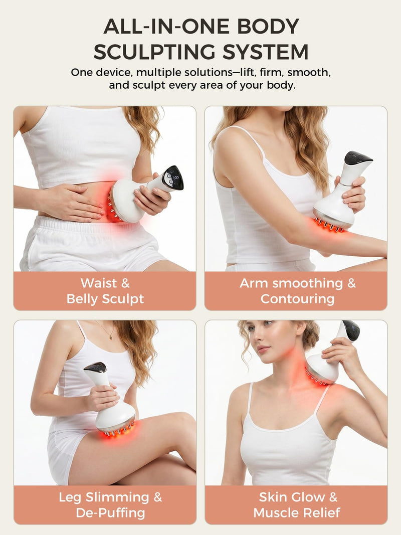 Lymphatic Drainage Massager, Cellulite Massage Tool & Body Sculpting Machine with 4-Color Light, Pulse, Heat & Vibration for Body, Arms & Legs