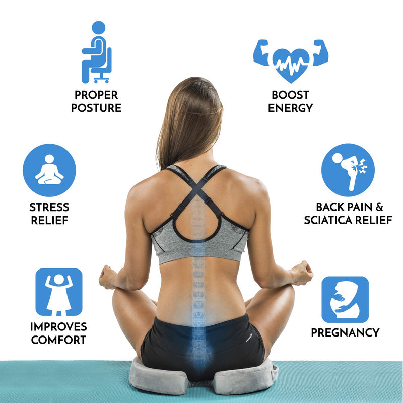 [Australia] - ComfiLife Premium Comfort Seat Cushion - Non-Slip Orthopedic 100% Memory Foam Coccyx Cushion for Tailbone Pain - Cushion for Office Chair Car Seat - Back Pain & Sciatica Relief (Gray) Gray 