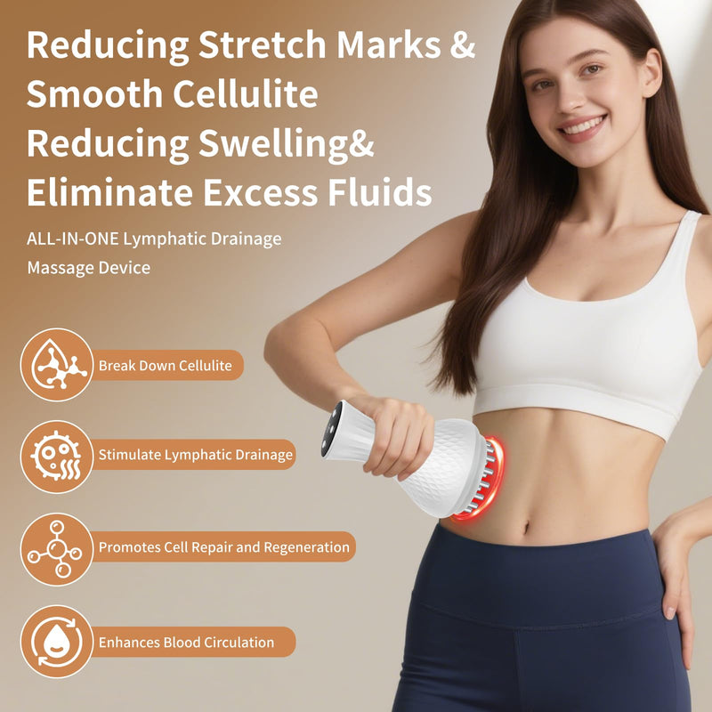 [Australia] - Lymphatic Drainage Massager – Portable Cellulite Massage Tool with 19 Intensity Levels for Relaxing Neck, Legs, Arms & Belly 
