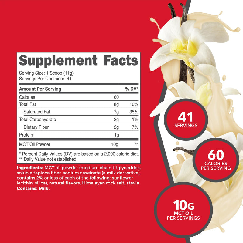 [Australia] - Ketologic MCT Oil Powder French Vanilla (1 LB) ‚Äì Keto Coffee Creamer & Energy Support ‚Äì 41 Servings of Medium Chain Triglycerides for Focus & Fuel 