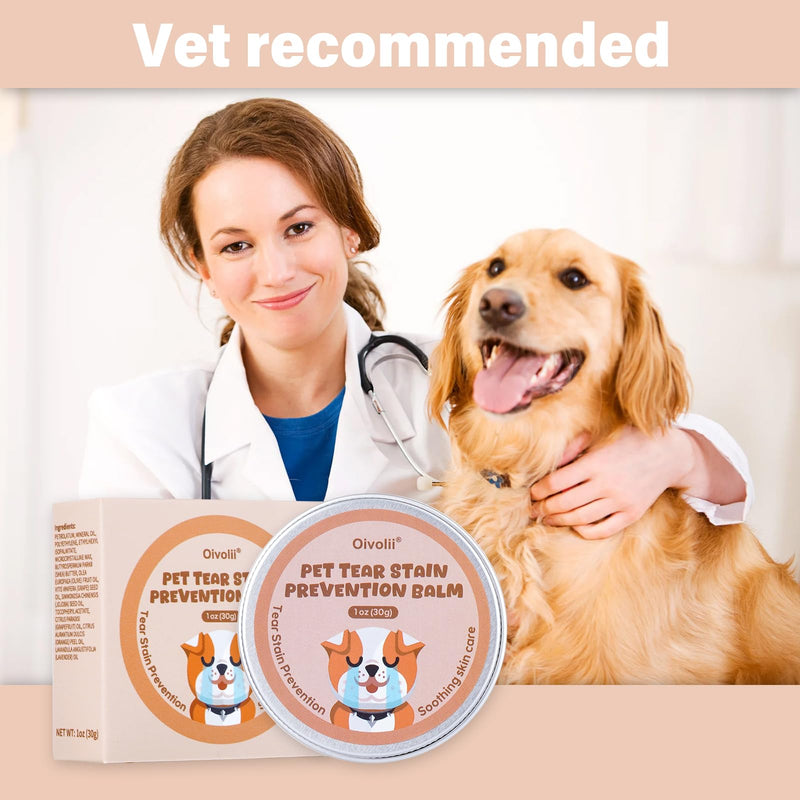 Pet Tear Stain Remover Balm with Pro Powder Brush,Eye Care for Dogs and Cats, Natural Safe Repel Tears,Gently Cleanses Effective & Non-Irritating,1 oz - PawsPlanet Australia
