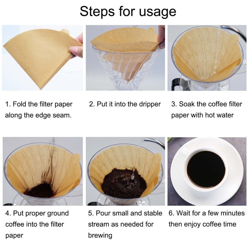 [Australia] - Cone Coffee Filters Size 02, 100 Count 1-4 Cups Unbleached Natural Brown V02 Disposable Coffee Filter Paper, Compatible with V60 and Conical Shaped Pour Over Coffee Dripper and Drip Coffee Maker Natural 100 Count 