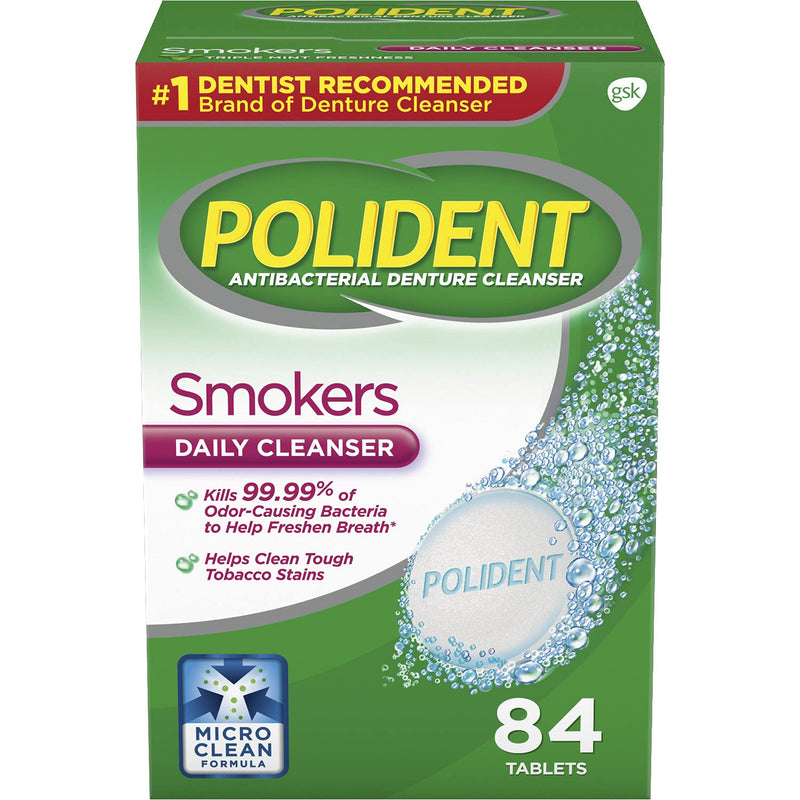 Polident Smokers Denture Cleanser Tablets - 84 Count 84 Count (Pack of 1)