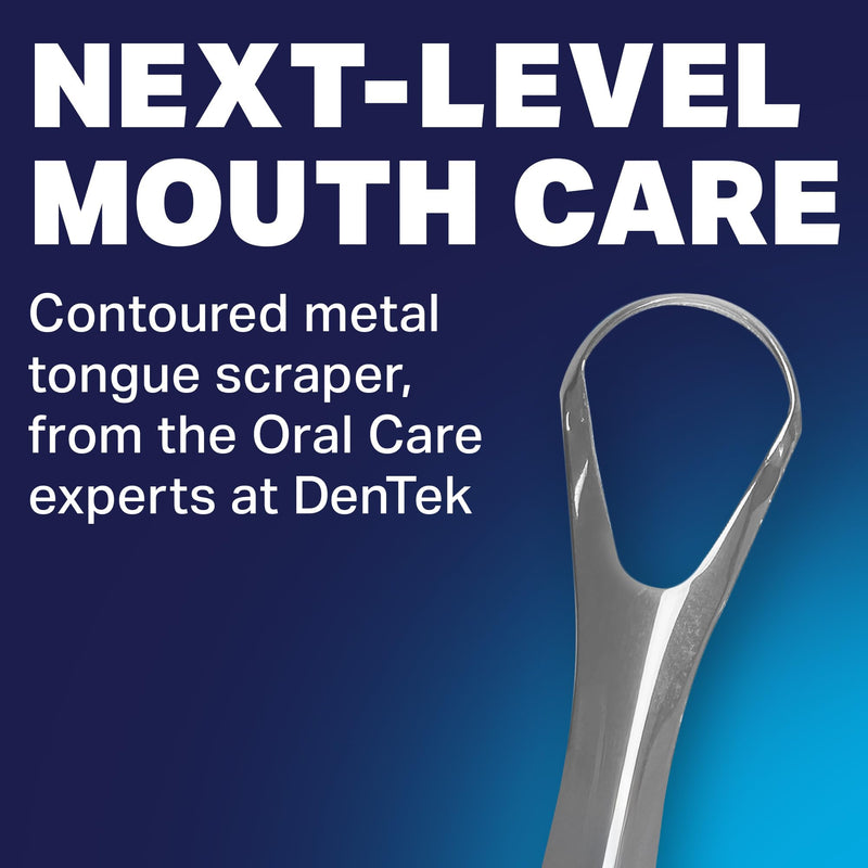 [Australia] - DenTek Metal Tongue Scraper for Better Oral Health – Removes Bacteria, Fights Bad Breath – 100% Stainless Steel, Dishwasher-Safe – Slim Design, Works Gently 1 Count (Pack of 1) 