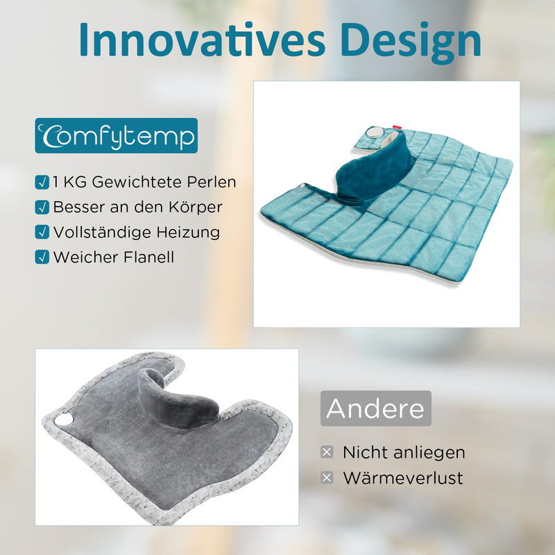 [Australia] - Comfytemp fully weighted heating pad for neck and shoulder with 9 heat levels 0.5-9h automatic switch-off, 1 kg neck warmer shoulder warmer washable heat pad 56x48cm electric heat cape 