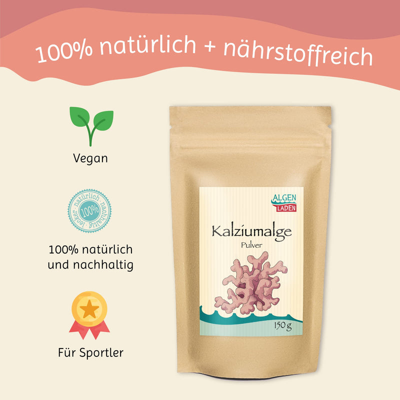 [Australia] - ALGENLADEN Calcium Algae Powder - 150g | rich in calcium | high quality | very finely ground | suitable for oat milk 