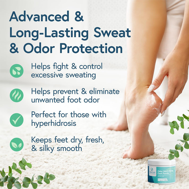 Foot Lotion to Powder for Excessive Sweating - Plant Based Foot Powder for Smelly Feet - Foot Odor Eliminator & Foot Lotion for Dry Feet - 4oz Unscented