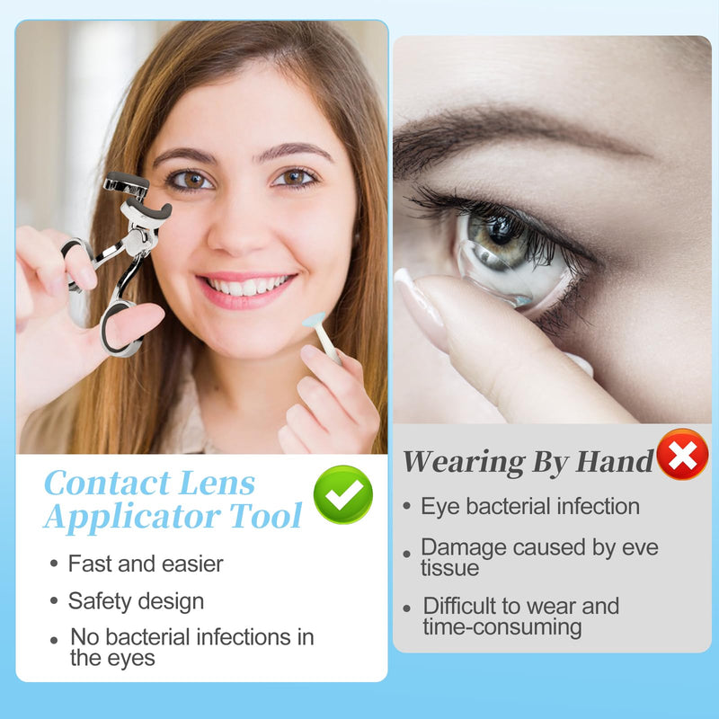 [Australia] - Contact lens tweezers for soft lenses, aid for contact lenses, contact lens remover with contact lens container and storage box, contact lens insertion aid for removal (silver) 
