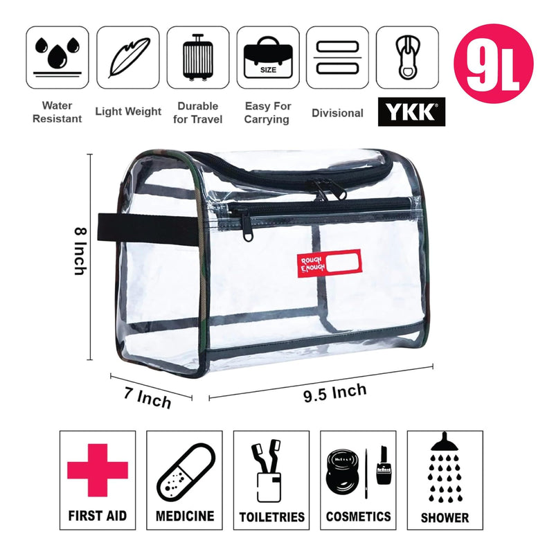 Rough Enough Clear Makeup Toiletry Bag Cosmetic Organizer Large for Travel Women Bundle Set