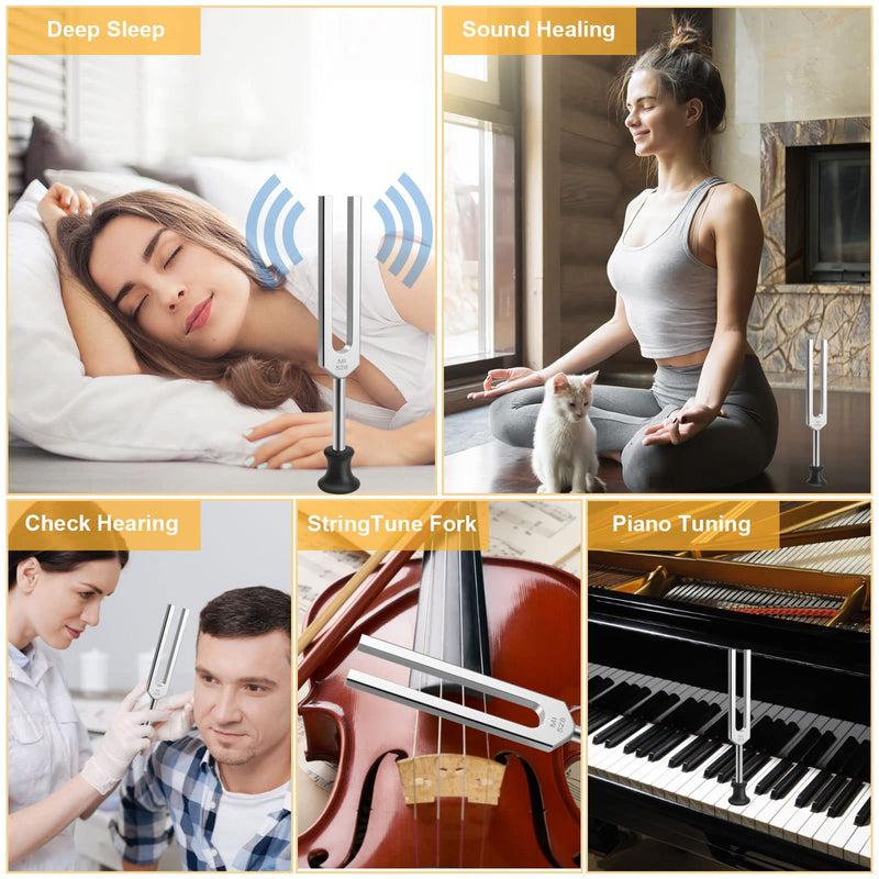 [Australia] - Tuning Fork 528 HZ, Medical Tuning Fork Neurology with Mallet Plastic Base Velvet Bag Cleaning Cloth, Tuning Fork Medical for Sound Therapy Healing, DNA Repair Healing, Violin/Guitar/Piano 