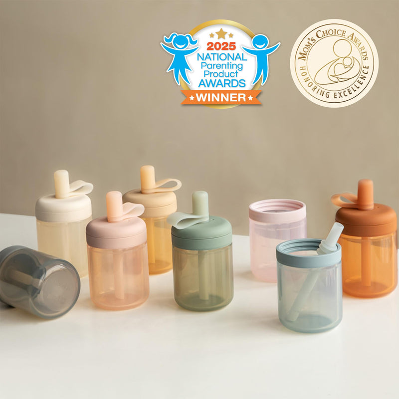 [Australia] - Moonkie Baby Straw cup | Silicone Toddler Sippy Cup Training Cup with Straw Lid | BPA-Free Drop-Proof Cup | Baby Led Weaning | 6 Months+, 5 oz, 2pack B-Soft Lilac/BLush 