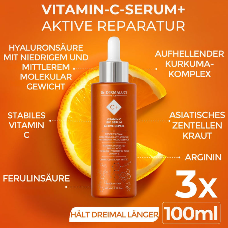 [Australia] - Vitamin C Serum Face 100ML ORGANIC Hyaluronic/Ferulic Acid | Brightening Turmeric Centella Asiatica | Brightening Moisturizing Smoothing | Anti-Aging Naturally | Men/Women | All skin types 