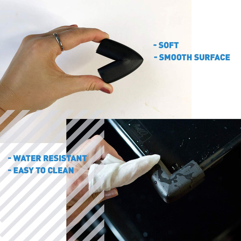 [Australia] - Furniture Edge and Corner Guards | 20.4ft Protective Foam Cushion | 18ft Bumper 8 Adhesive Childsafe Corners | Baby Child Proofing Set NonToxic and Safe for Table, Fireplace, Countertop | Black 