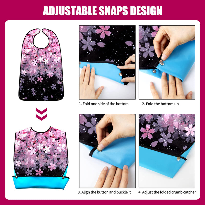 [Australia] - Adult Bibs for Women, 3 Packs Waterproof Adult Clothing Protectors with Crumb Catcher Style 3 Velcro Clouse 