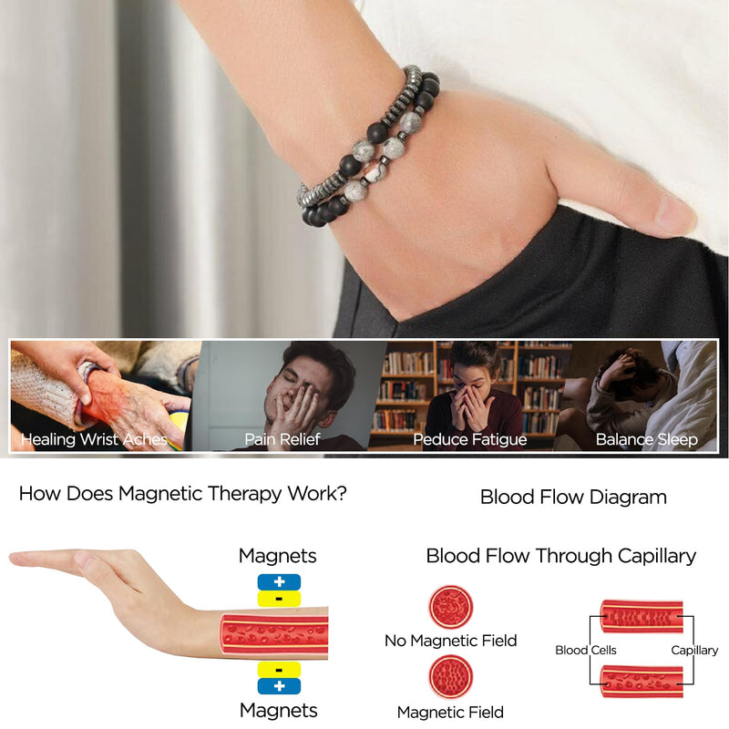 [Australia] - Gifts for Women, Gifts for Women, Magnetic Bracelet Arthritis Energy Healthy Jewelry Therapy for Sleep, Hematite Bracelet, Crystal Jewelry Bring Luck, Prosperity and Happiness 