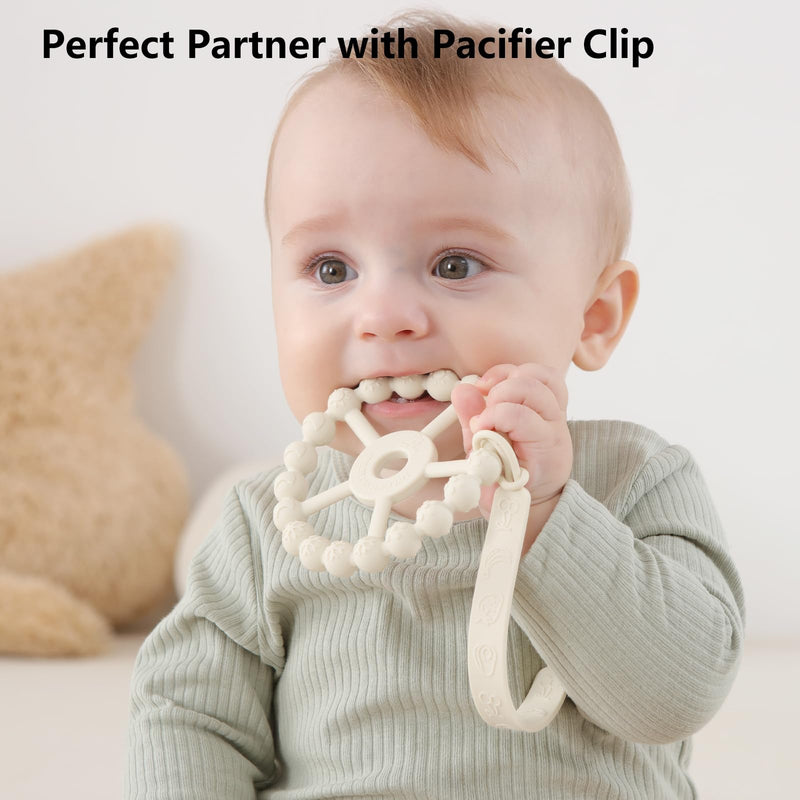 [Australia] - 3 Pack Ring Teether Baby Infant Toys, Baby Essentials, Silicone Teething Ring Toys for Babies 6 Months, Seposeve Toddler Teethers 6-12 Months 12-24 Months, Infant Teething Relief, Purple Pink White 
