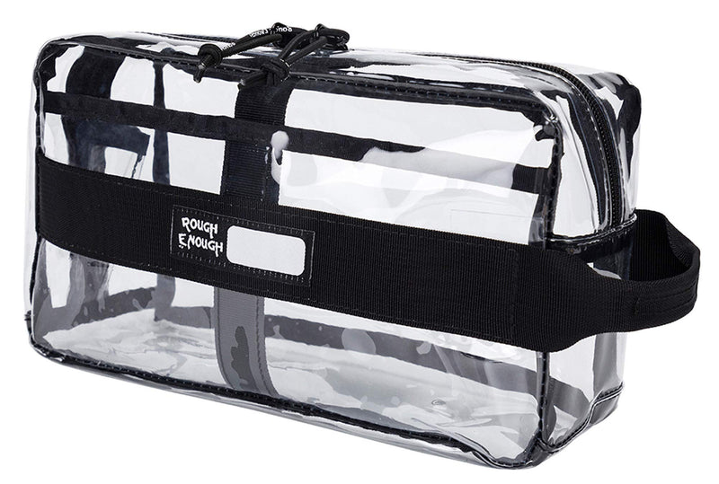 Rough Enough Clear Toiletry Bag Travel Makeup Cosmetic Bags Organizer Case for Toiletries with Zipper Pockets and Handle Set