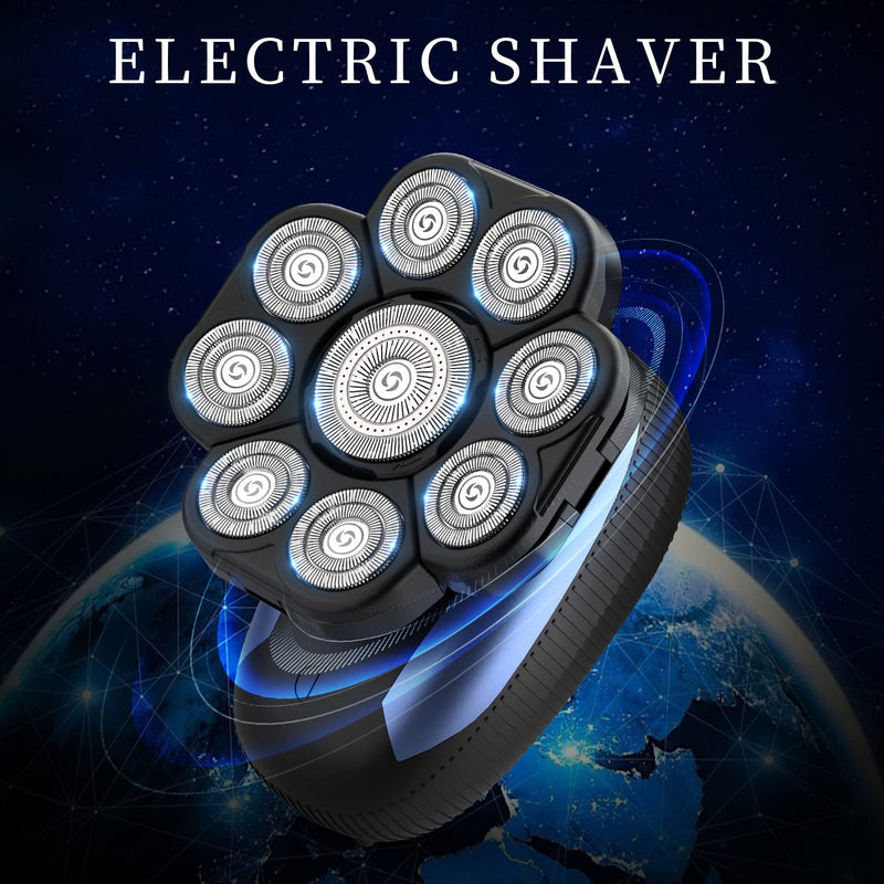 [Australia] - Head Shavers for Bald Men 9D Electric Rotary Shaver Multifunctional Mens Bald Head Shaver Cordless Electric Razor for Men Wet & Dry Beard Clippers Rechargeable Shavers for Balding Man 