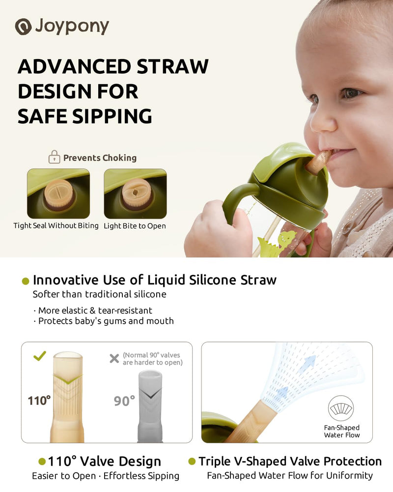 [Australia] - Sippy Cups for Toddlers 1-3, Spill Proof Weighted Straw Cup with Handle for Baby 6 Months + old, 2 Silicone Straws, PPSU, BPA Free, 9 oz (Green) 9 Ounces Green/1 PCS 
