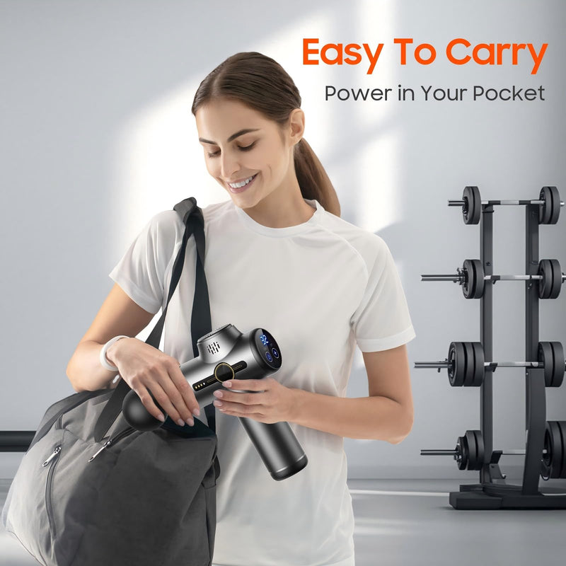 [Australia] - Massage Gun with Heat, Mini Massage Gun - Portable Handheld Muscle Pain Relief and Recovery Tool, Compact and Convenient for Travel and Home Use, 