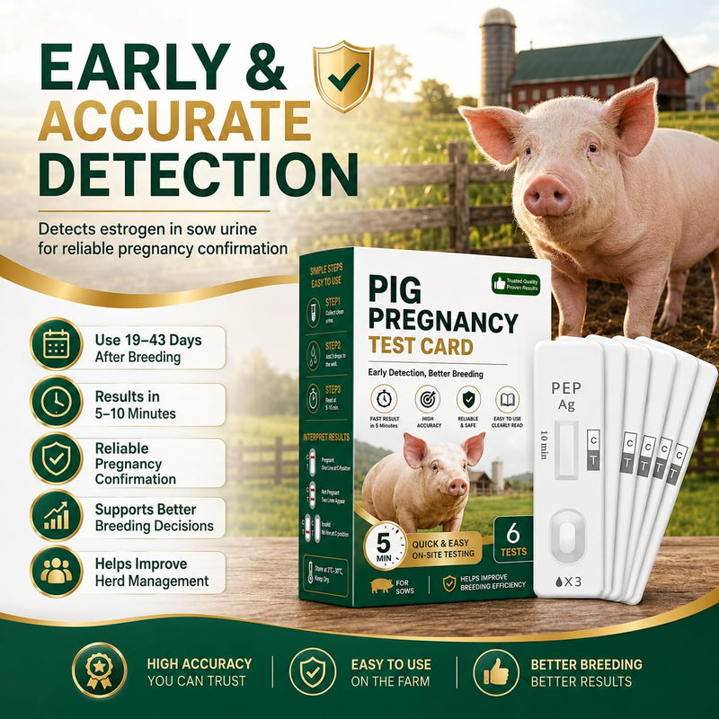 Pig Pregnancy Test – 6 Urine Strips for Sows, Early Detection Kit, Simple & Reliable for Farm or Home Use, Fast 10-Minute Results