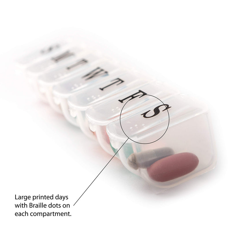 Deke Home - Weekly Pill Organizer, 7 Day Pill Box with Large Compartments & Snap-Shut Lids, Easy Open, BPA Free Plastic Medicine Organizer for Pills, Vitamins & Supplements, Travel Friendly 7 Count (Pack of 1)