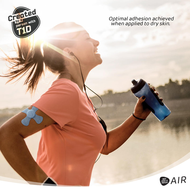 Not Just A Patch Freestyle Libre 2 Covers (20 Pack) - Thin, Strong and Light, Ultra-Long 14 Day Adhesion - Durable Lingo CGM & Libre 2 Sensor & Protector Patches - Air X-Mini Blue Adhesive