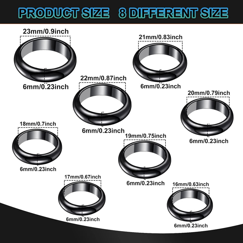 [Australia] - 32 Pieces Genuine Hematite Rings Set Negative Energy Ring Non Magnetic Hematite Stone Ring 6t Curved Surface Ring 6 Plane Ring 6t Faceted Ring Size 6-13 or Teen Girl Cute Cool Jewelry Black 