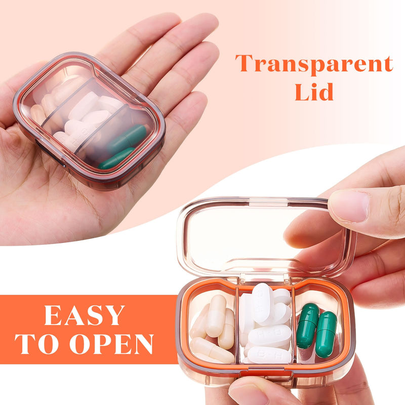 Domensi 16 Pack 3 Compartment Small Pill Case Bulk Travel Pill Organizer Portable Moisture Proof Box Container for Pocket Purse Daily Medicine Vitamin Holder Dispenser