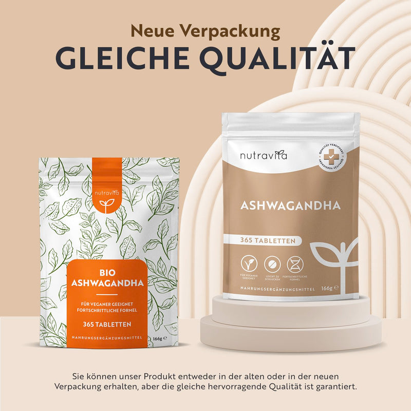 [Australia] - Ashwagandha high dose - 365 vegan tablets (1 year supply) - 600mg per tablet - Highly effective Ashwaganda root powder - Alternative to Ashwagandha capsules - Indian sleepberry - Nutravita 