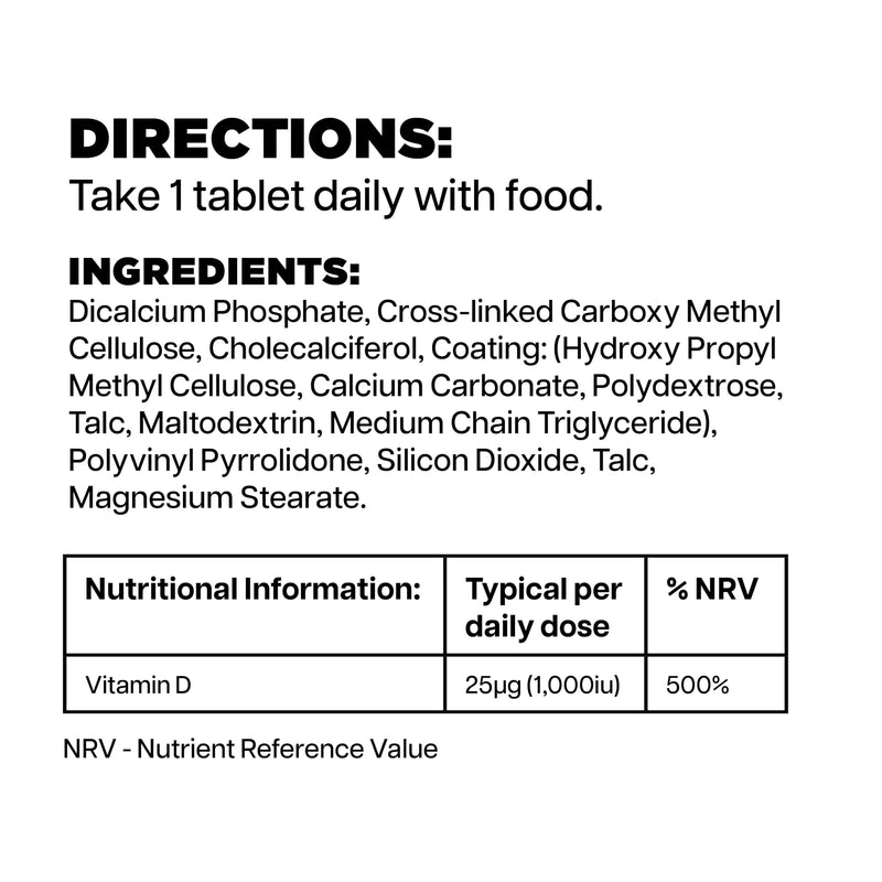 Woods Supplements - Vitamin D3 1000iu 180x Tablets of High Strength Vitamin D Supplement for Healthy Bones & Teeth. Contributes to Immune Support and Normal Muscle Function 180