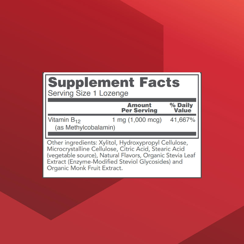 PROTOCOL FOR LIFE BALANCE Methyl B12 1,000 mcg, Brain Health*, 100 Lozenges | Vitamin B12 for Homocysteine Metabolism*, Support Brain Health and Health Nervous System*, Kosher, Halal, and Vegan 1 Count (Pack of 100)