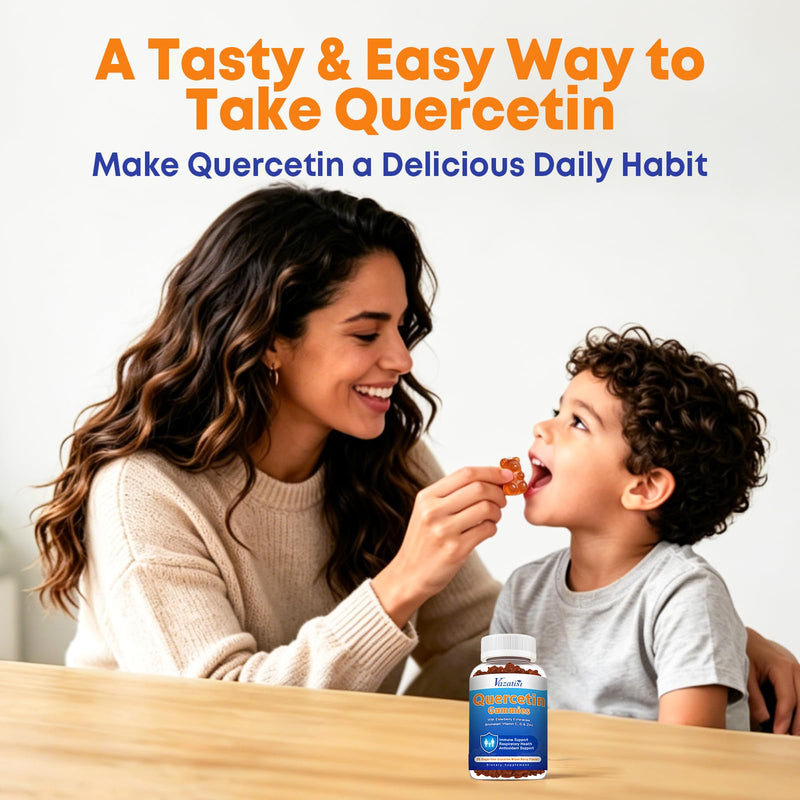Quercetin with Bromelain Gummies, Quercetin with Vitamin C Zinc & Elderberry for Immune System & Allergy, Chewable & Vegan Gummies, 60 Cts 60 Count (Pack of 1)