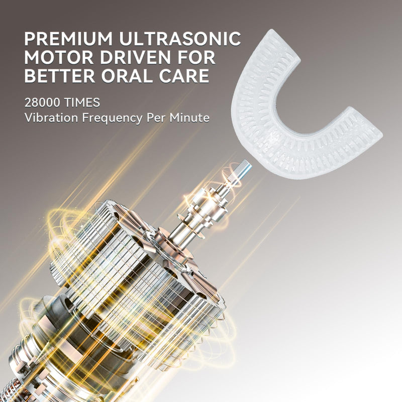 Adult Sonic Automatic Electric Toothbrush, 360° Oral Cleaning Stain Whitening, IPX7 Waterproof Rechargeable, u-Shape Brush Head*3+Straight Handle Brush Head*2, Suitable for Travel or Home Use Sky Blue