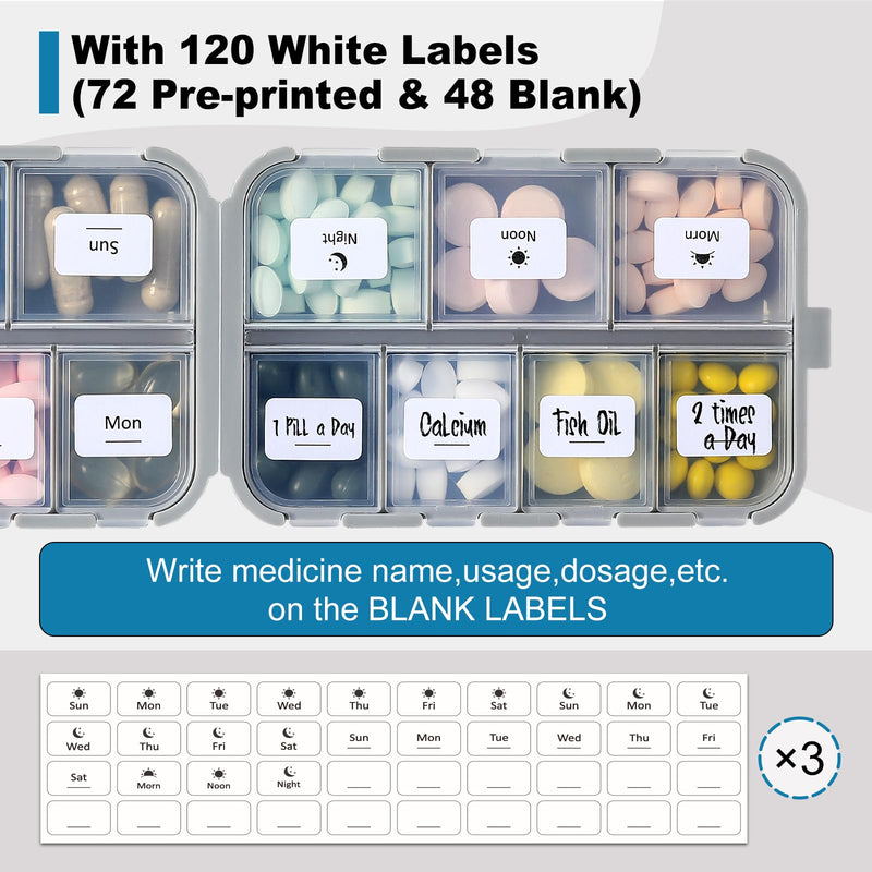 [Australia] - 3 Pack, 14 GRIDS Travel Pill Organizer Box with Labels - Travel Medicine Case Kit - Pocket Daily Pharmacy Container - Travel Medication Holder Dispenser for Fish Oil Vitamin Supplement Storage Khaki+pink+grey 