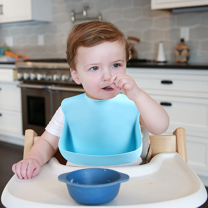 [Australia] - Silicone Bibs for Babies & Toddlers Set of 3, Silicone Baby Bibs for Boy and Girl, Adjustable Soft Waterproof Bibs 