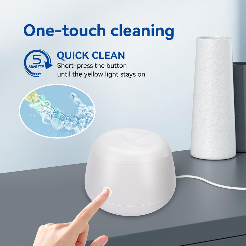 [Australia] - Ultrasonic Retainer Cleaner,48KHz Retainer Cleaner Machine, 220ML Capacity - Denture Cleaner for Mouth Guards, Aligners, Night Guard, Braces, Jewelry & Daily Oral Care White 