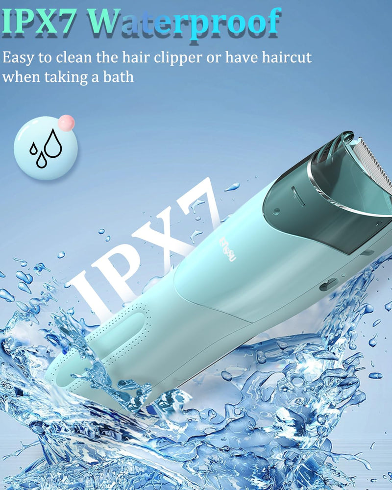 [Australia] - Vacuum Hair Clippers for Kids, Rechargeable Vacuum Hair Cutter with 2 Modes for Children/Infant/Men, Waterproof Baby Hair Clippers Trimmers Cordless Haircut Kit in Large Hairs Storage Space 