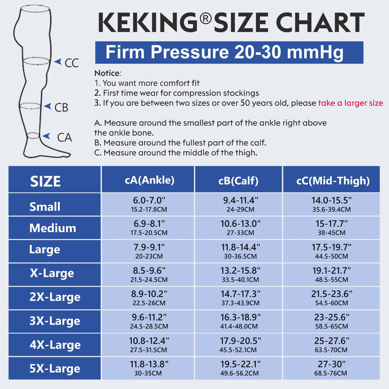 [Australia] - KEKING® Thigh High Compression Stockings Footless, Unisex, 20-30mmHg Leg Support Compression Sleeves with Anti-Slip Silicone Band, Treatment Swelling, Varicose Veins, Edema, DVT, Black X-Large 20-30mmhg Black Sleeve 