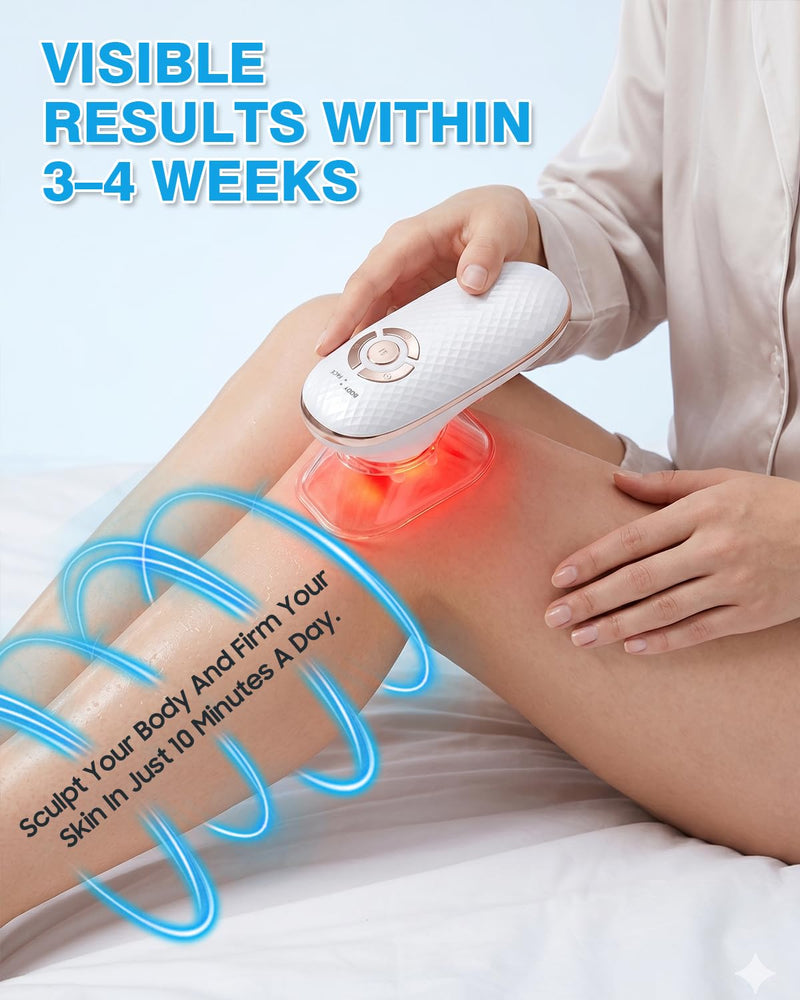 Body Sculpting Machine, 4-in-1 Anti-Cellulite Massager for Body Contouring | Skin Tightening Device for Stomach, Arms, Legs, Thighs, Love Handles, Lymphatic Drainage & Muscle Relaxation White